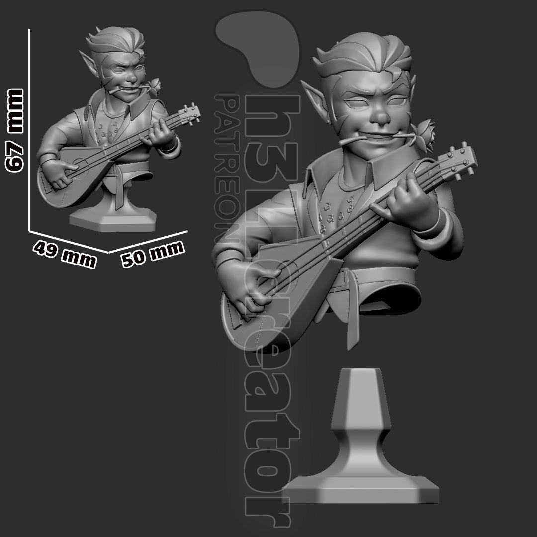 Scanlan Bust | The Legend of Vox Machina (fan art) | Resin 3d Printed | High Detail and Quality