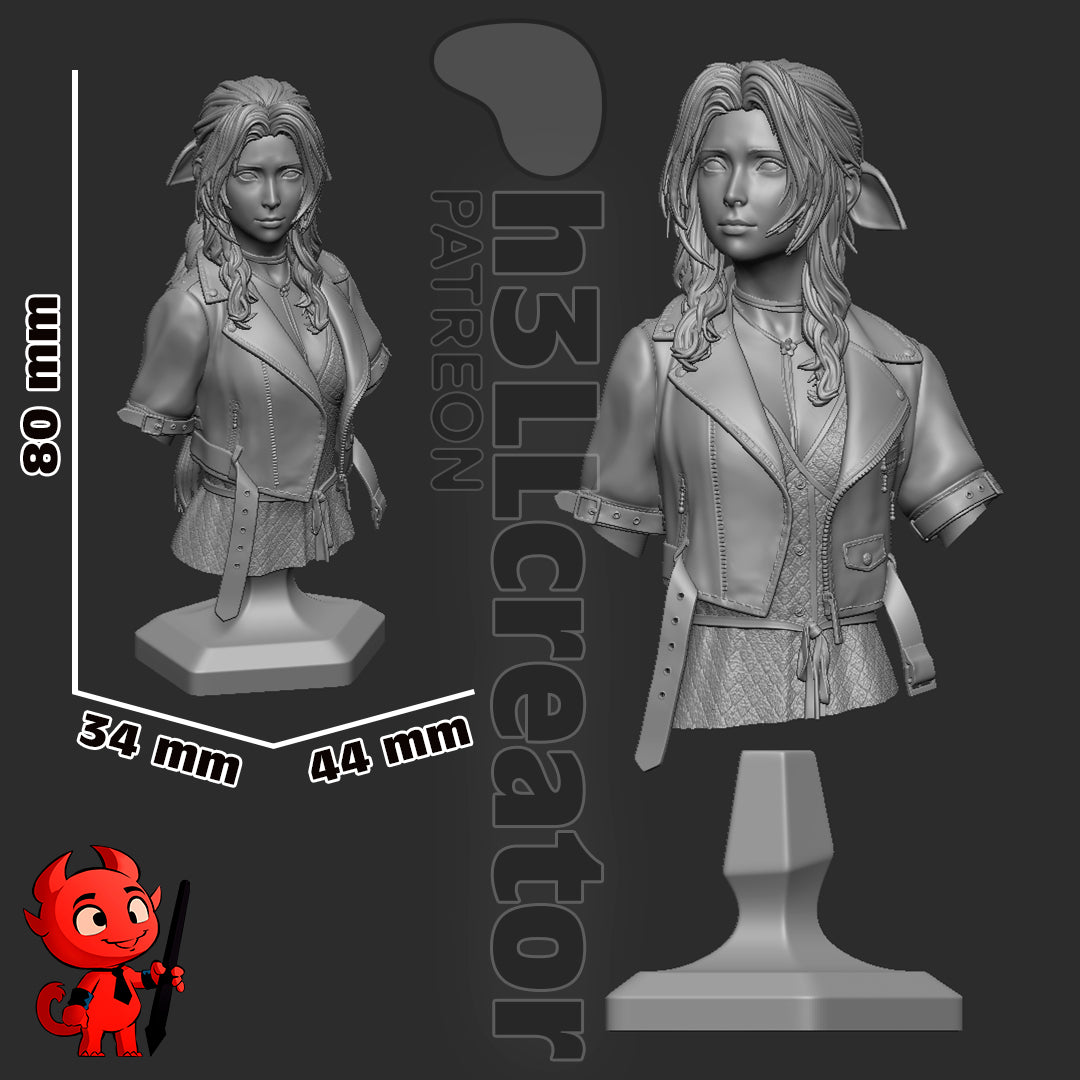 Aerith Gainsborough – Final Fantasy VII Inspired Sculpture | 3D Printed Resin Model | Unpainted or Hand-Painted