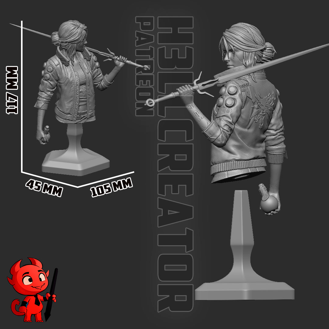 Cyberpunk Ciri | 3D Printed Resin Model | Unpainted or Hand-Painted