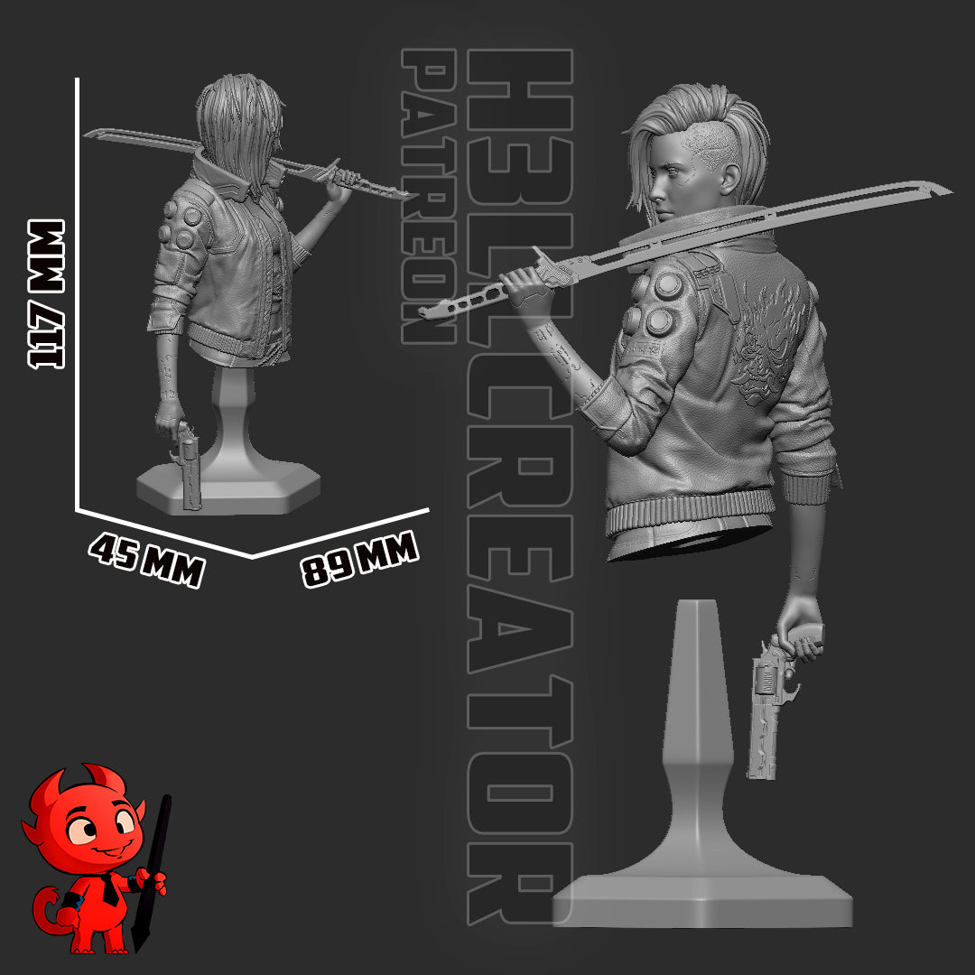 V Cyberpunk - Female Version | 3D Printed Resin Model | Unpainted or Hand-Painted