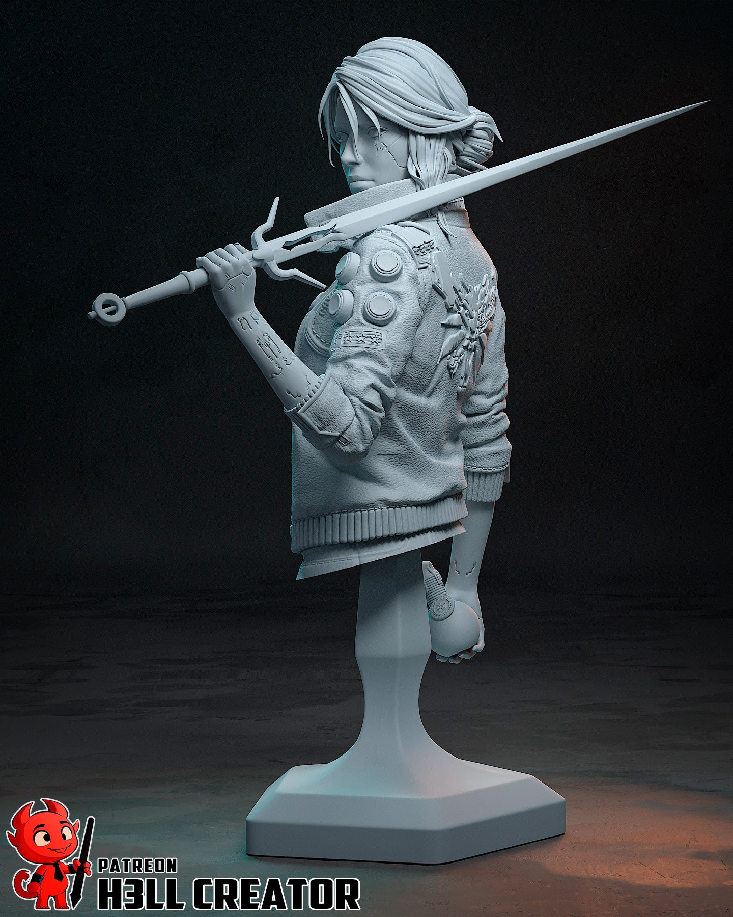 Cyberpunk Ciri | 3D Printed Resin Model | Unpainted or Hand-Painted