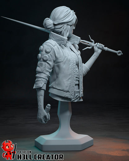 Cyberpunk Ciri | 3D Printed Resin Model | Unpainted or Hand-Painted