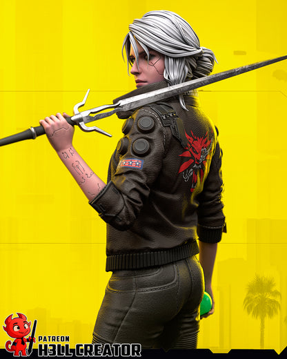 Cyberpunk Ciri | 3D Printed Resin Model | Unpainted or Hand-Painted