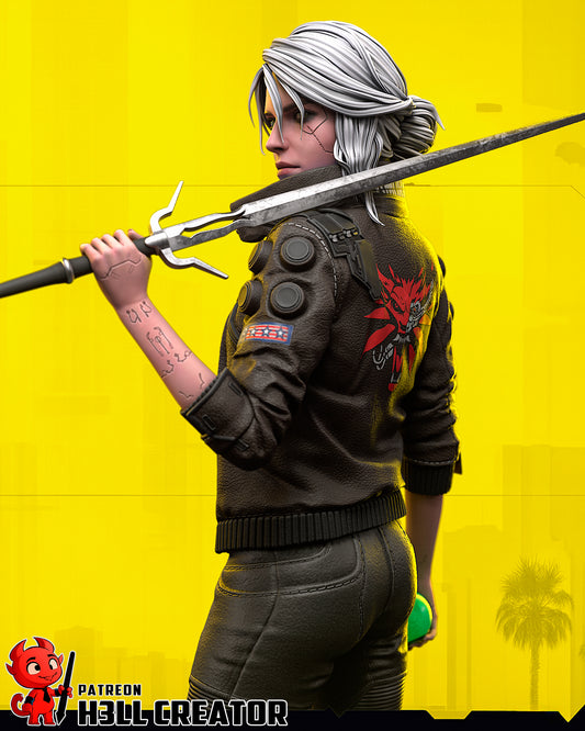 Cyberpunk Ciri | 3D Printed Resin Model | Unpainted or Hand-Painted