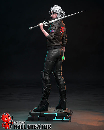 Cyberpunk Ciri | 3D Printed Resin Model | Unpainted or Hand-Painted