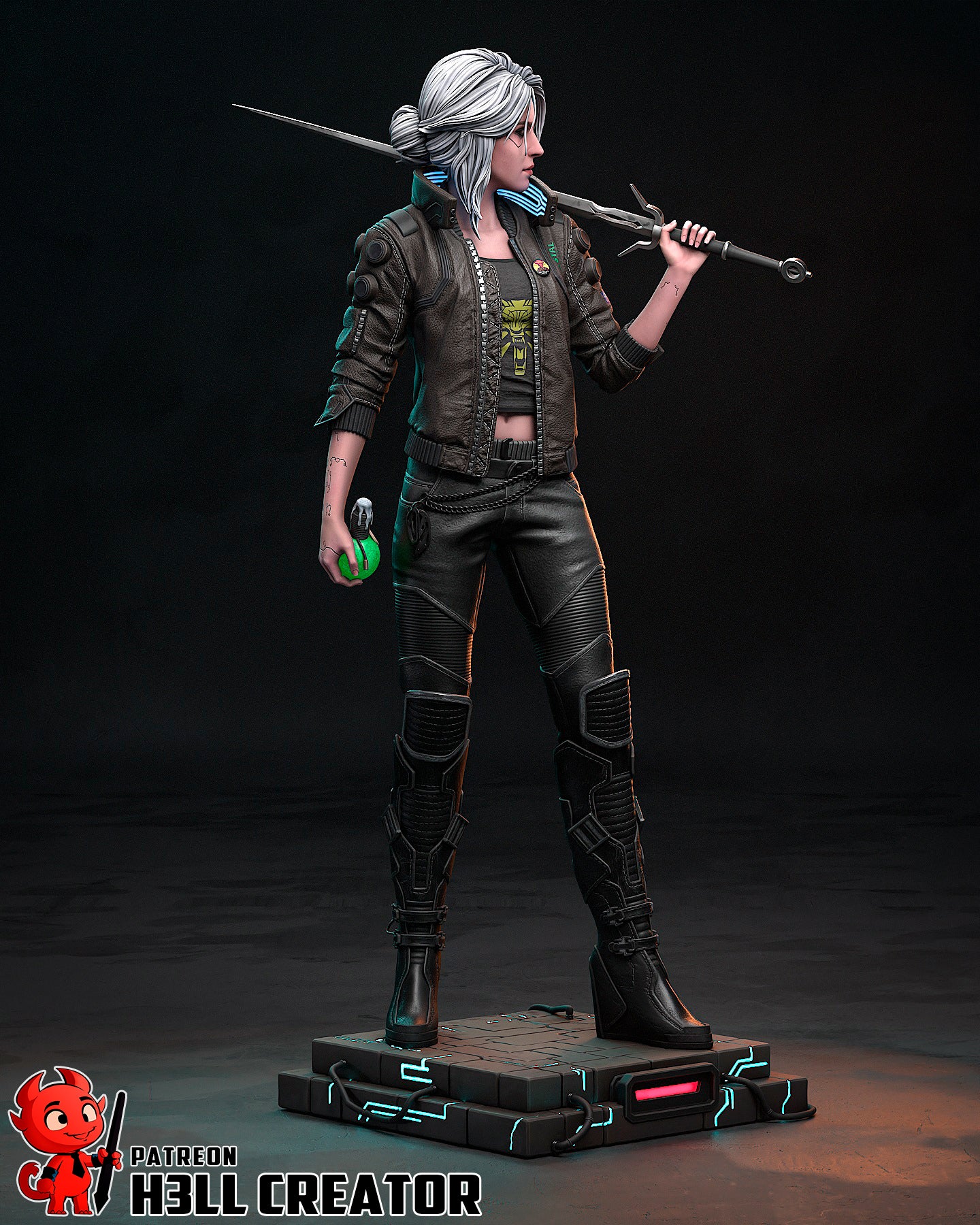 Cyberpunk Ciri | 3D Printed Resin Model | Unpainted or Hand-Painted