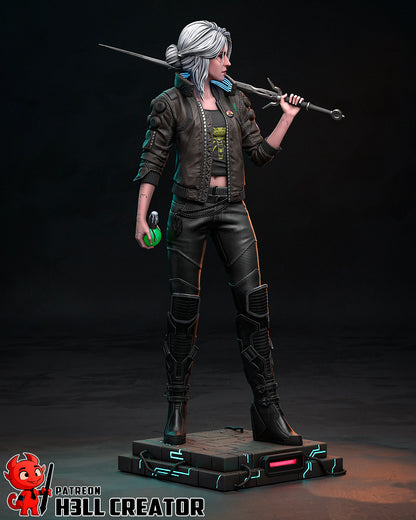 Cyberpunk Ciri | 3D Printed Resin Model | Unpainted or Hand-Painted