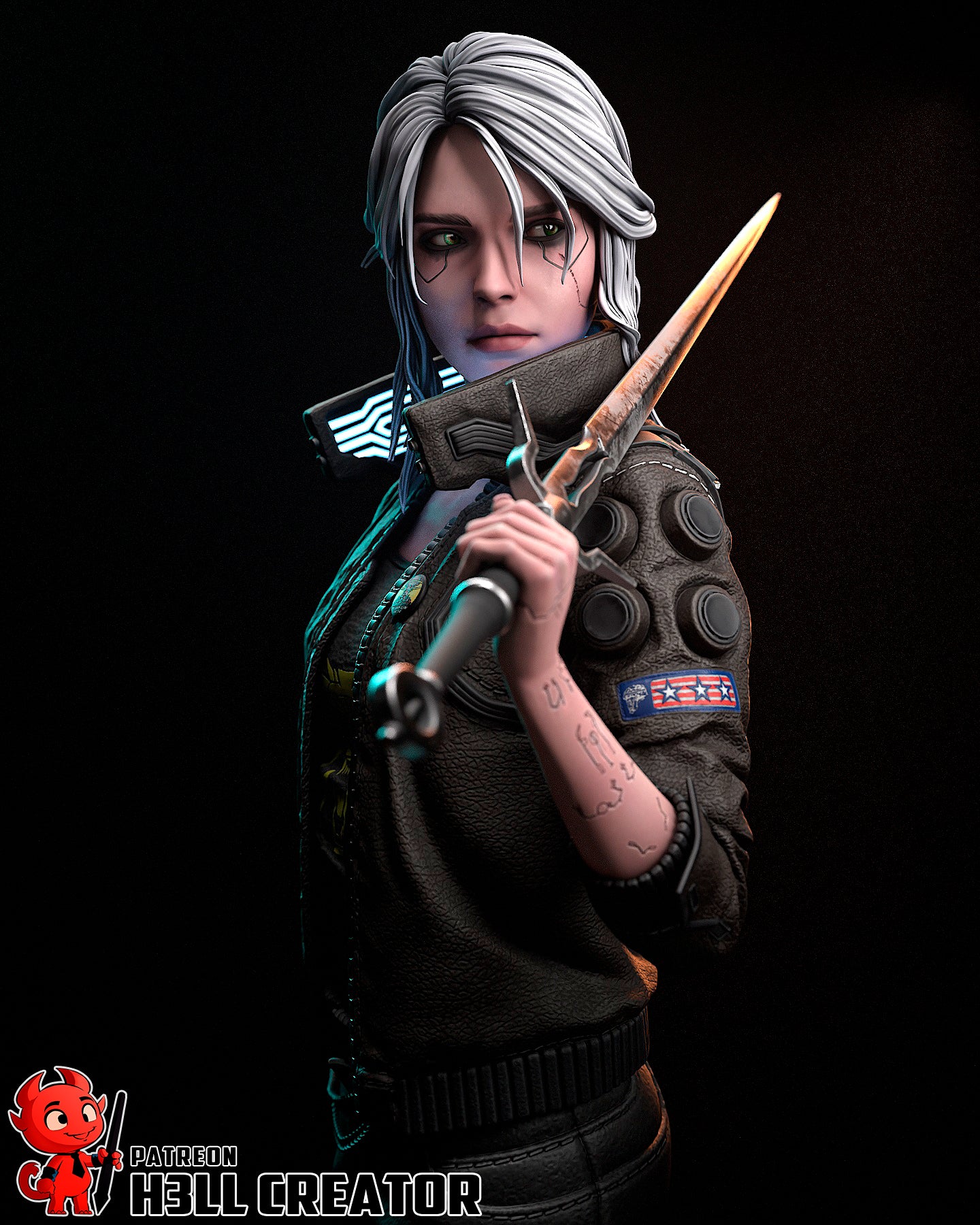 Cyberpunk Ciri | 3D Printed Resin Model | Unpainted or Hand-Painted