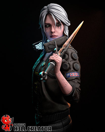 Cyberpunk Ciri | 3D Printed Resin Model | Unpainted or Hand-Painted