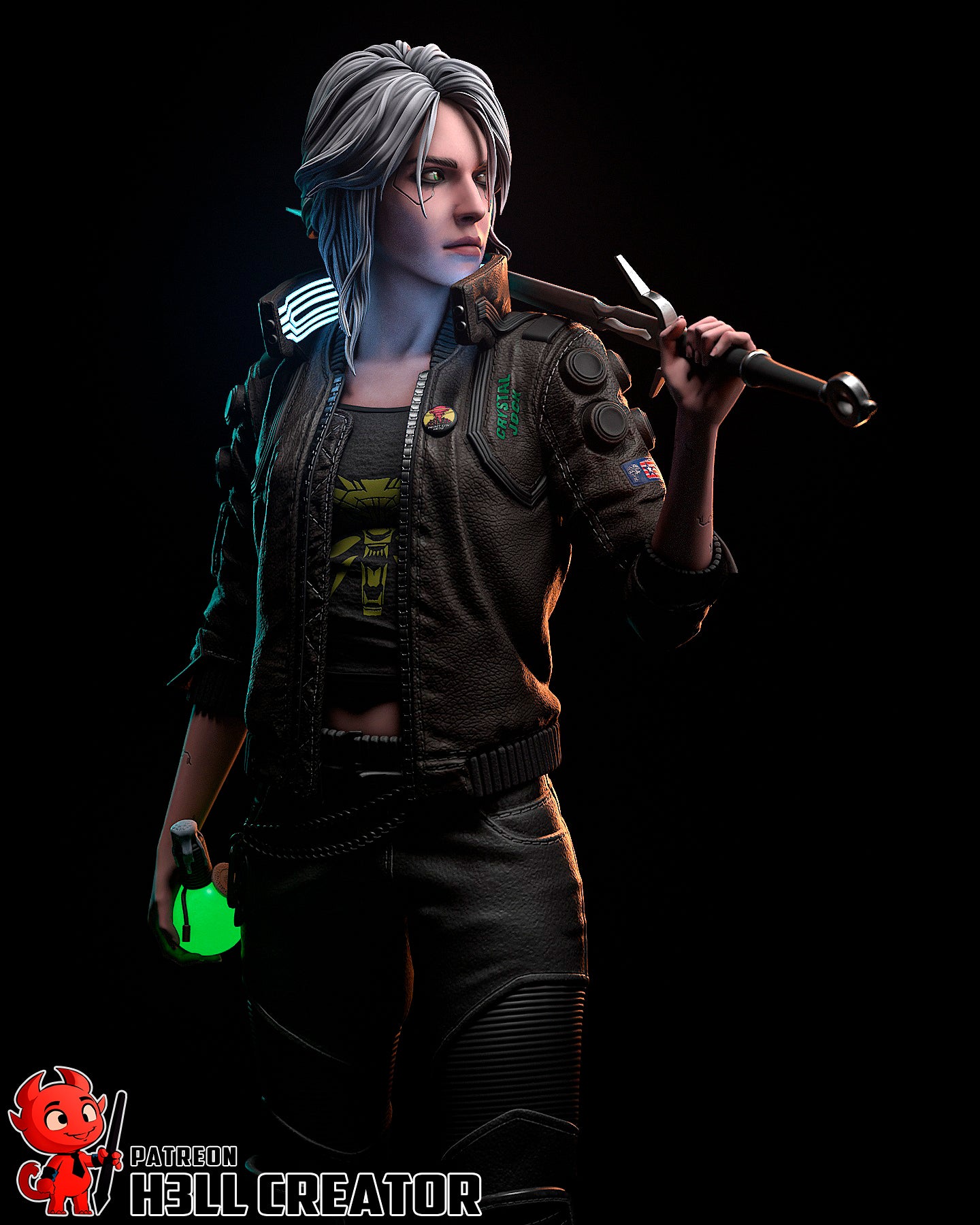 Cyberpunk Ciri | 3D Printed Resin Model | Unpainted or Hand-Painted