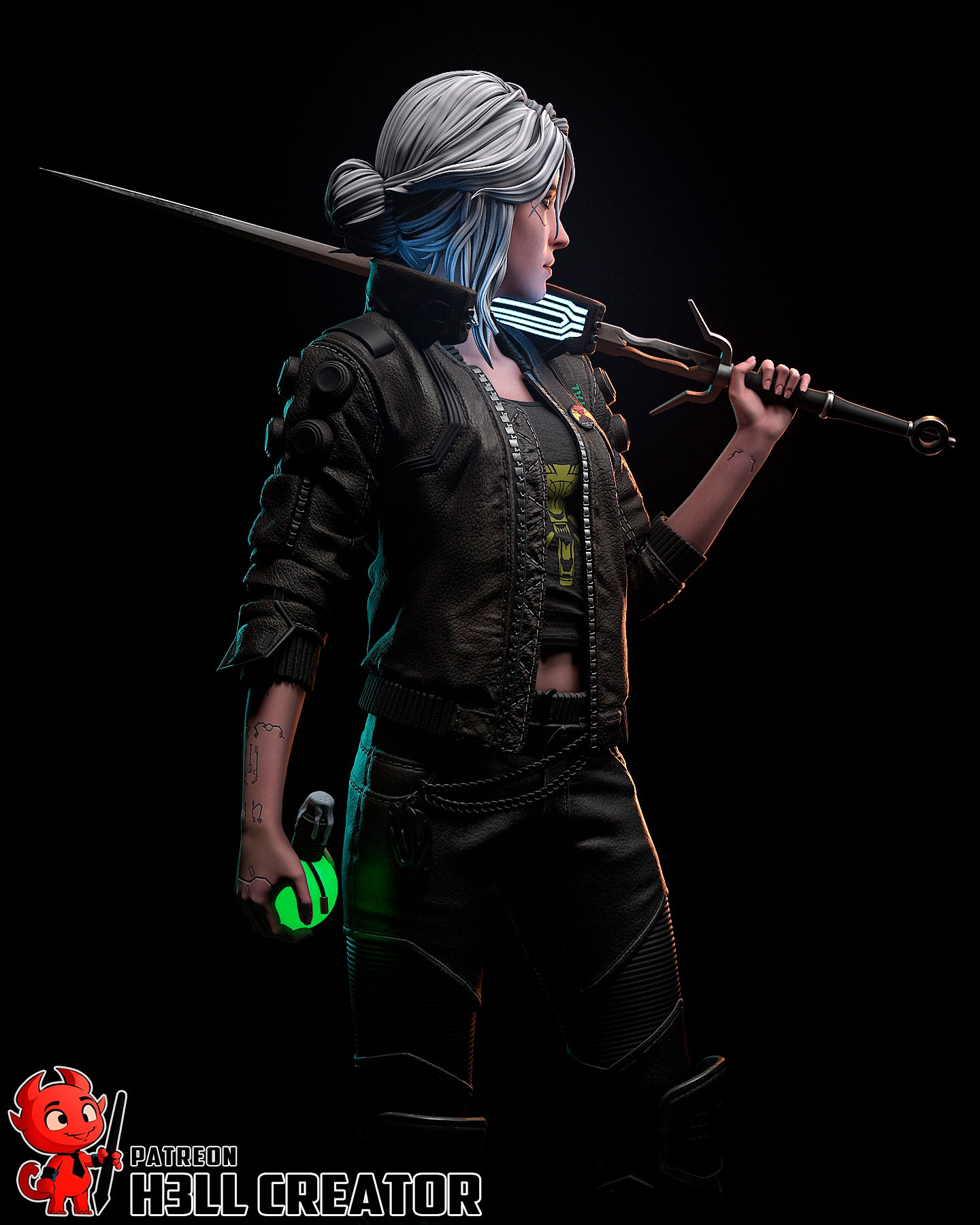 Cyberpunk Ciri | 3D Printed Resin Model | Unpainted or Hand-Painted