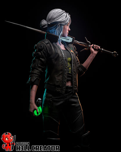 Cyberpunk Ciri | 3D Printed Resin Model | Unpainted or Hand-Painted