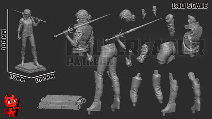 Cyberpunk Ciri | 3D Printed Resin Model | Unpainted or Hand-Painted