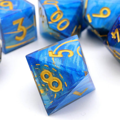 Astral Tide | Sharp Edge Dice | Resin | 7 Piece Set