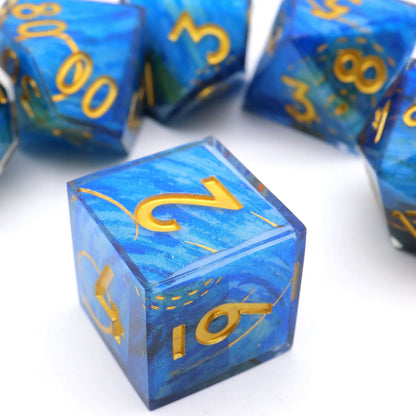 Astral Tide | Sharp Edge Dice | Resin | 7 Piece Set