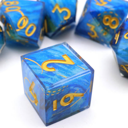 Astral Tide | Sharp Edge Dice | Resin | 7 Piece Set
