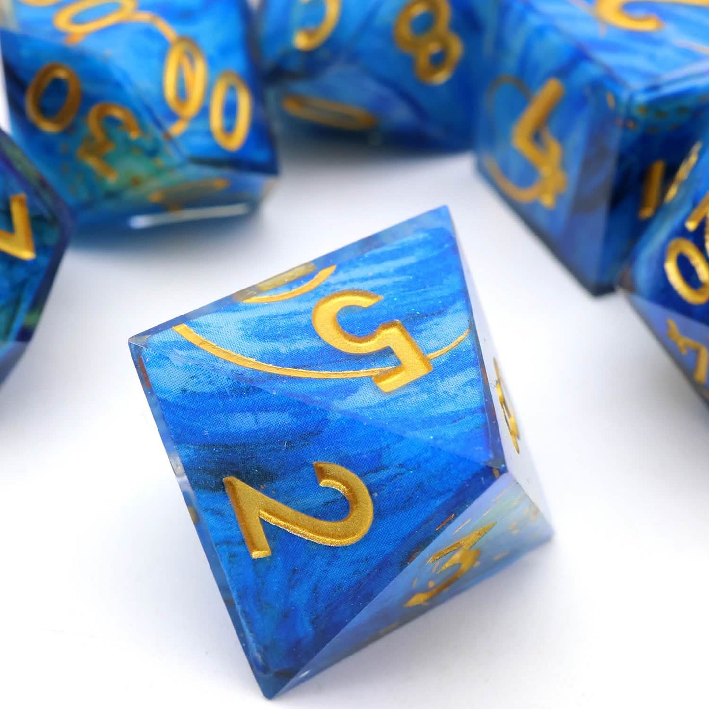 Astral Tide | Sharp Edge Dice | Resin | 7 Piece Set