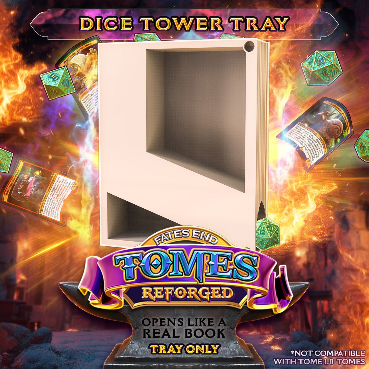 Reforged Openable Tome Storage & Dice Tower - Perfect for Card Games / Dungeons and Dragons etc