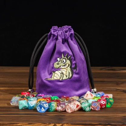 Dracopup | Flannel Drawstring Dice Bag | Purple