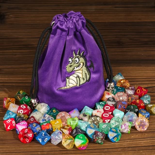 Dracopup | Flannel Drawstring Dice Bag | Purple