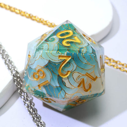 Emerald Tide | 50mm D20 | Oversized Art Core Dice | Single Dice