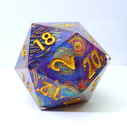 Gilded Cosmos | 50mm D20 | Oversized Art Core Dice | Single Dice