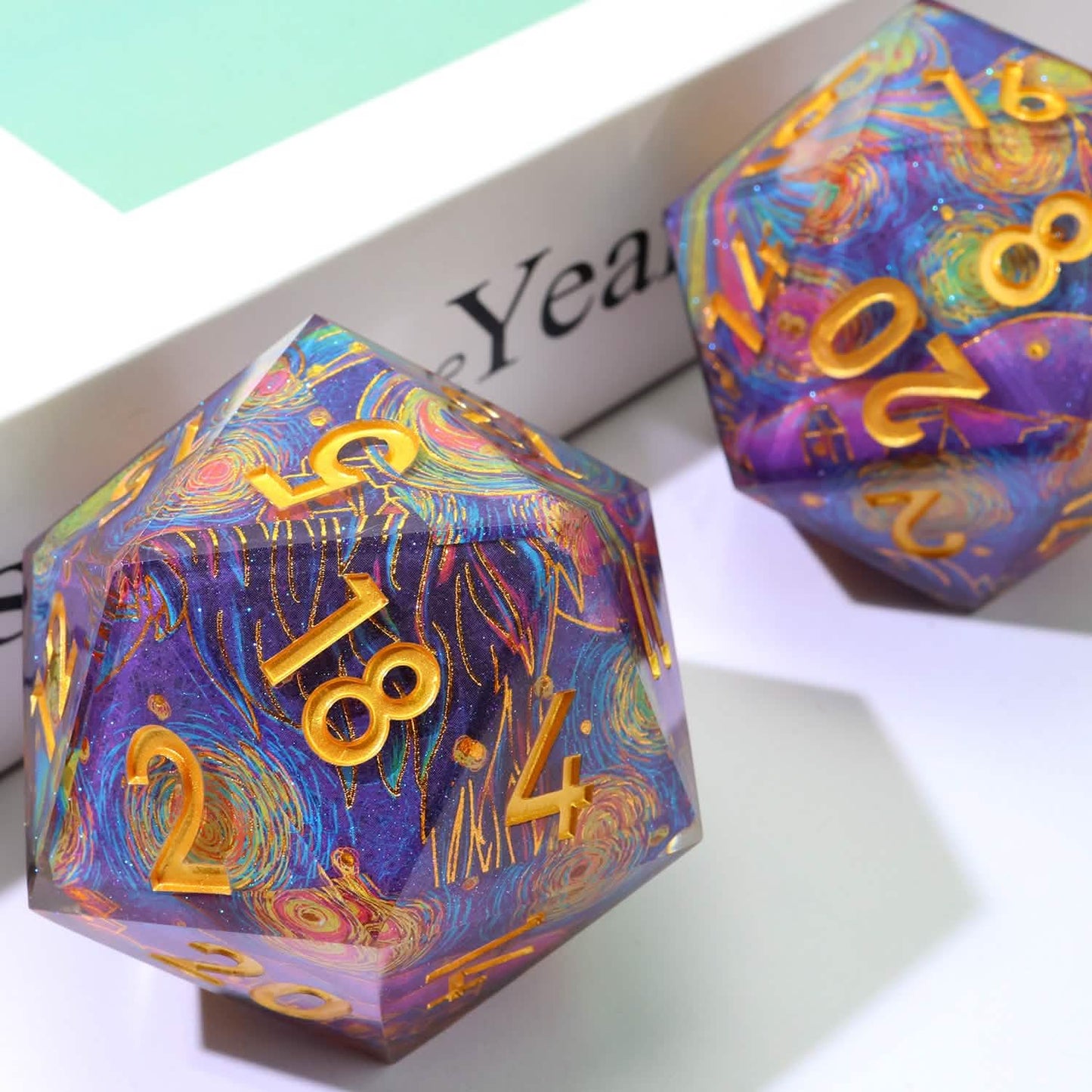 Gilded Cosmos | 50mm D20 | Oversized Art Core Dice | Single Dice
