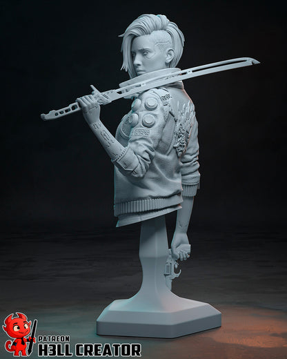 V Cyberpunk - Female Version | 3D Printed Resin Model | Unpainted or Hand-Painted