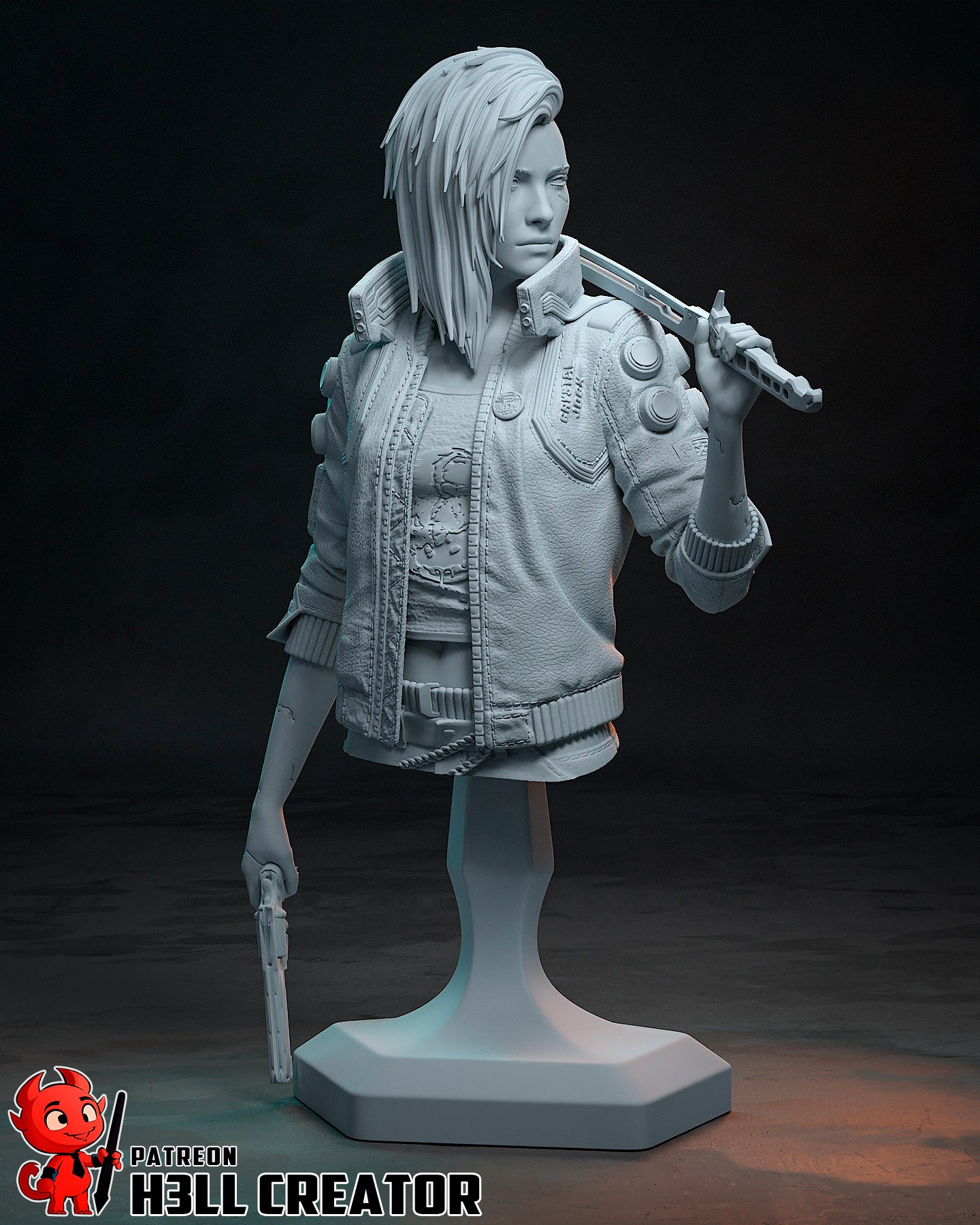V Cyberpunk - Female Version | 3D Printed Resin Model | Unpainted or Hand-Painted