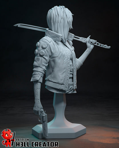 V Cyberpunk - Female Version | 3D Printed Resin Model | Unpainted or Hand-Painted