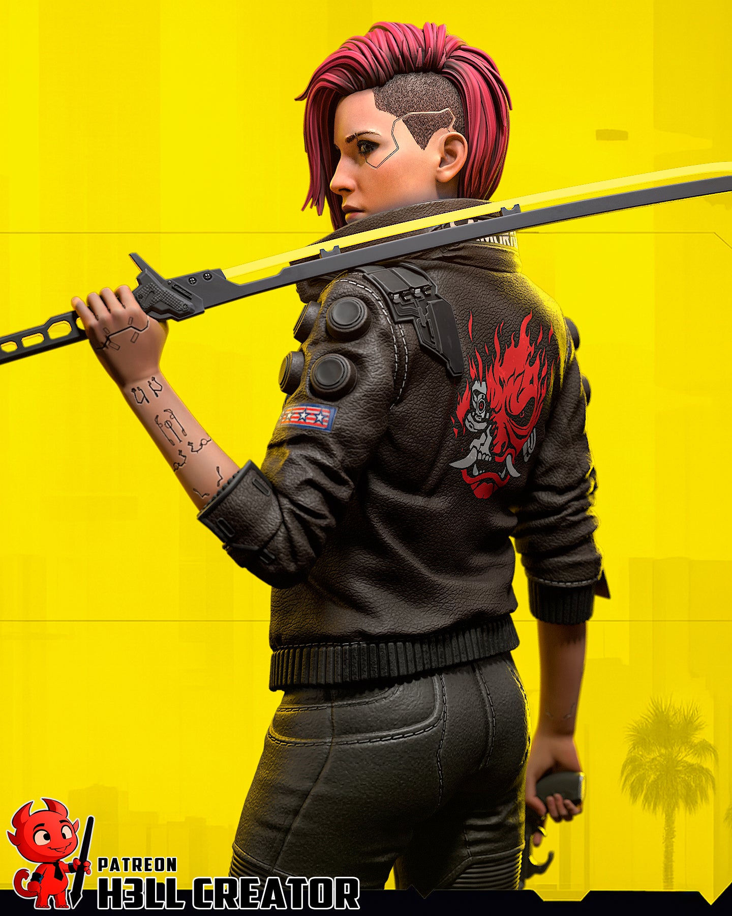 V Cyberpunk - Female Version | 3D Printed Resin Model | Unpainted or Hand-Painted