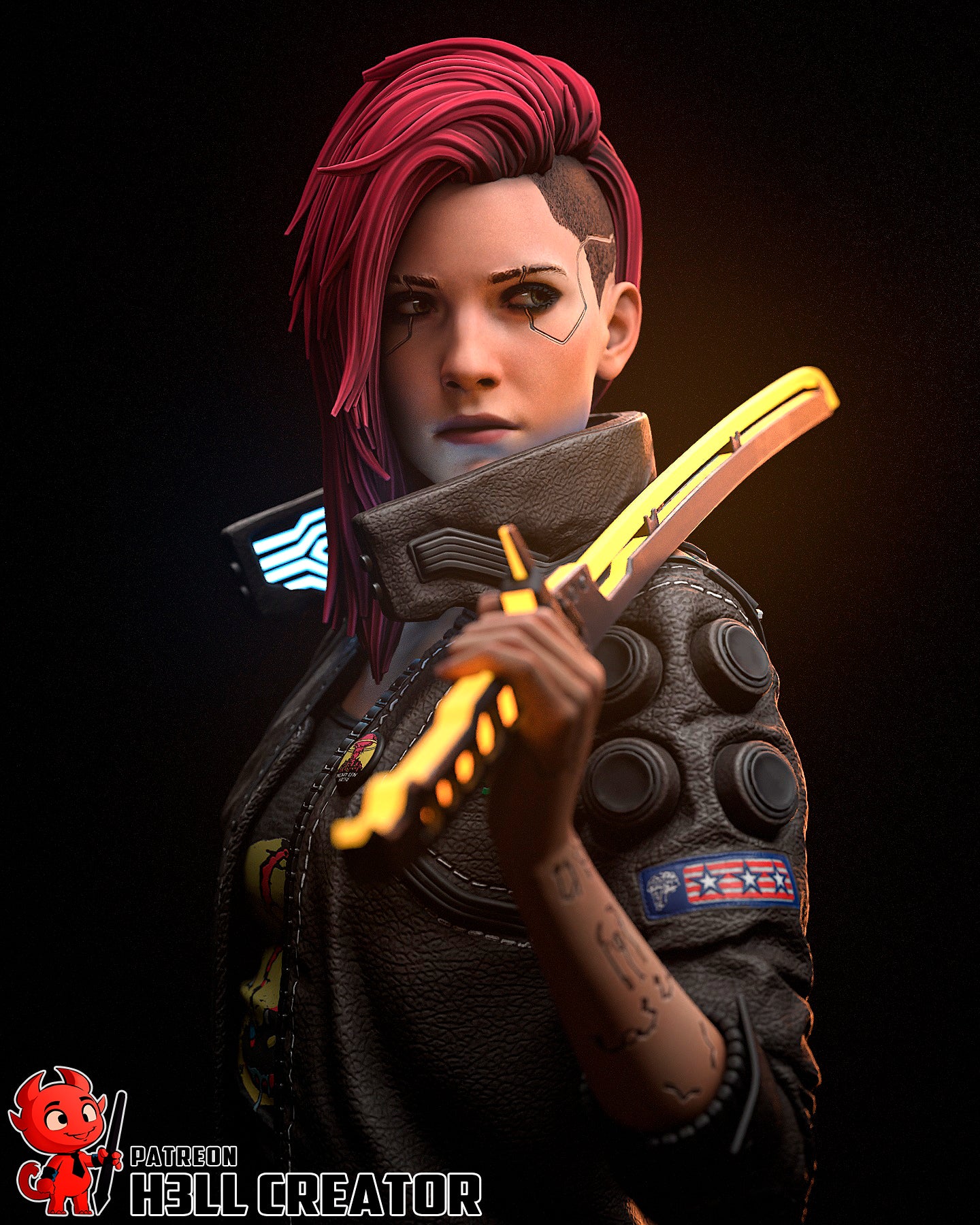 V Cyberpunk - Female Version | 3D Printed Resin Model | Unpainted or Hand-Painted