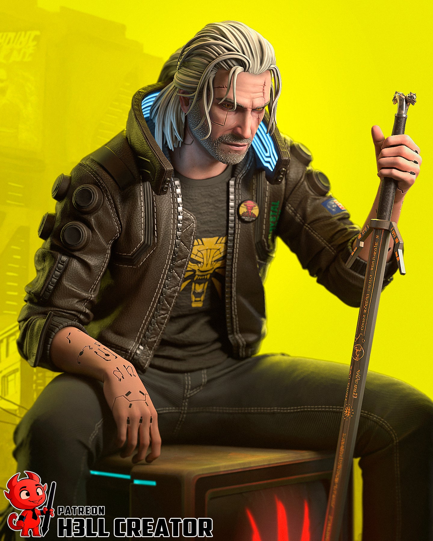 Silverronin - Geralt | 3D Printed Resin Model | Unpainted or Hand-Painted