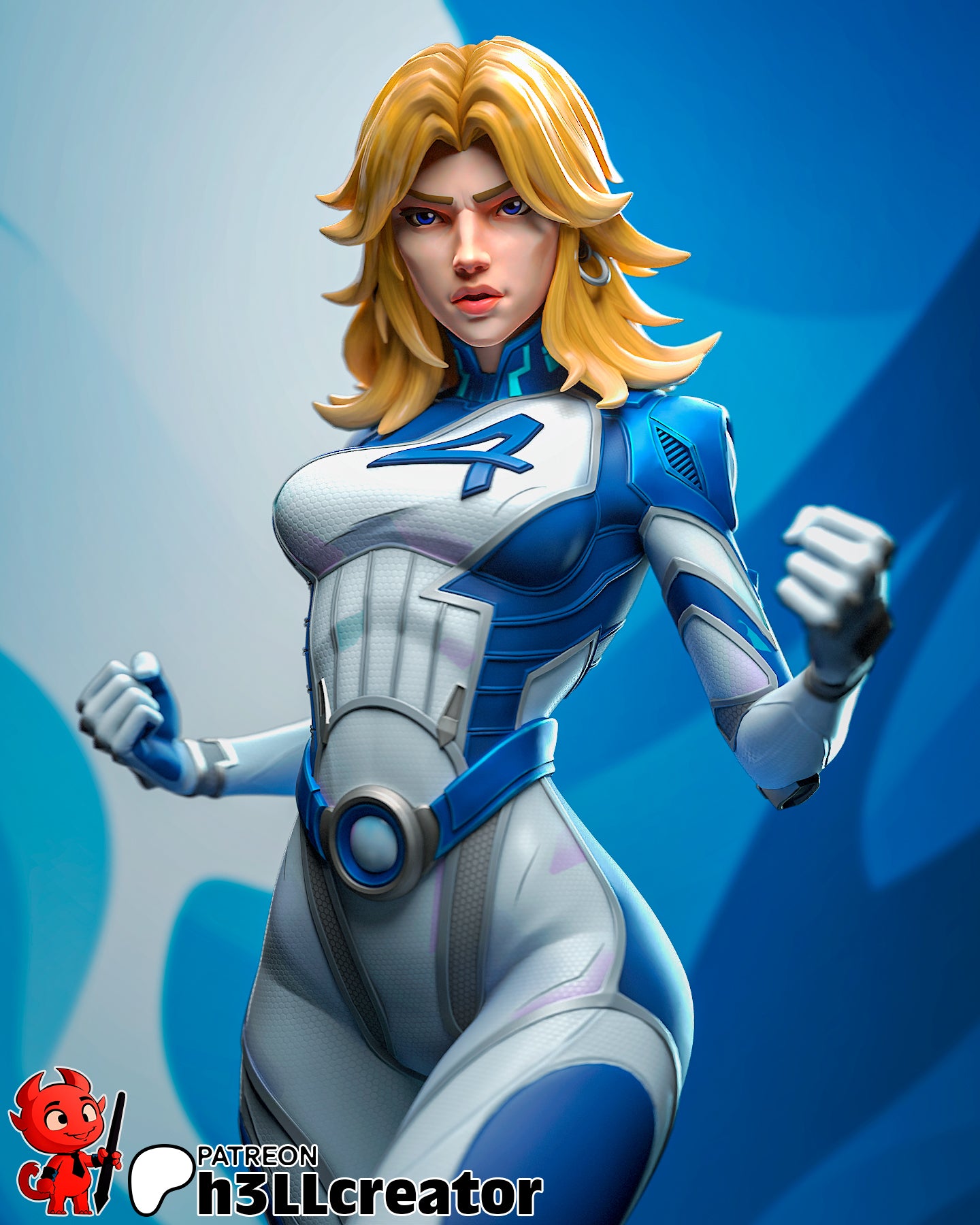 Invisible Woman | 3D Printed Resin Model | Unpainted or Hand-Painted