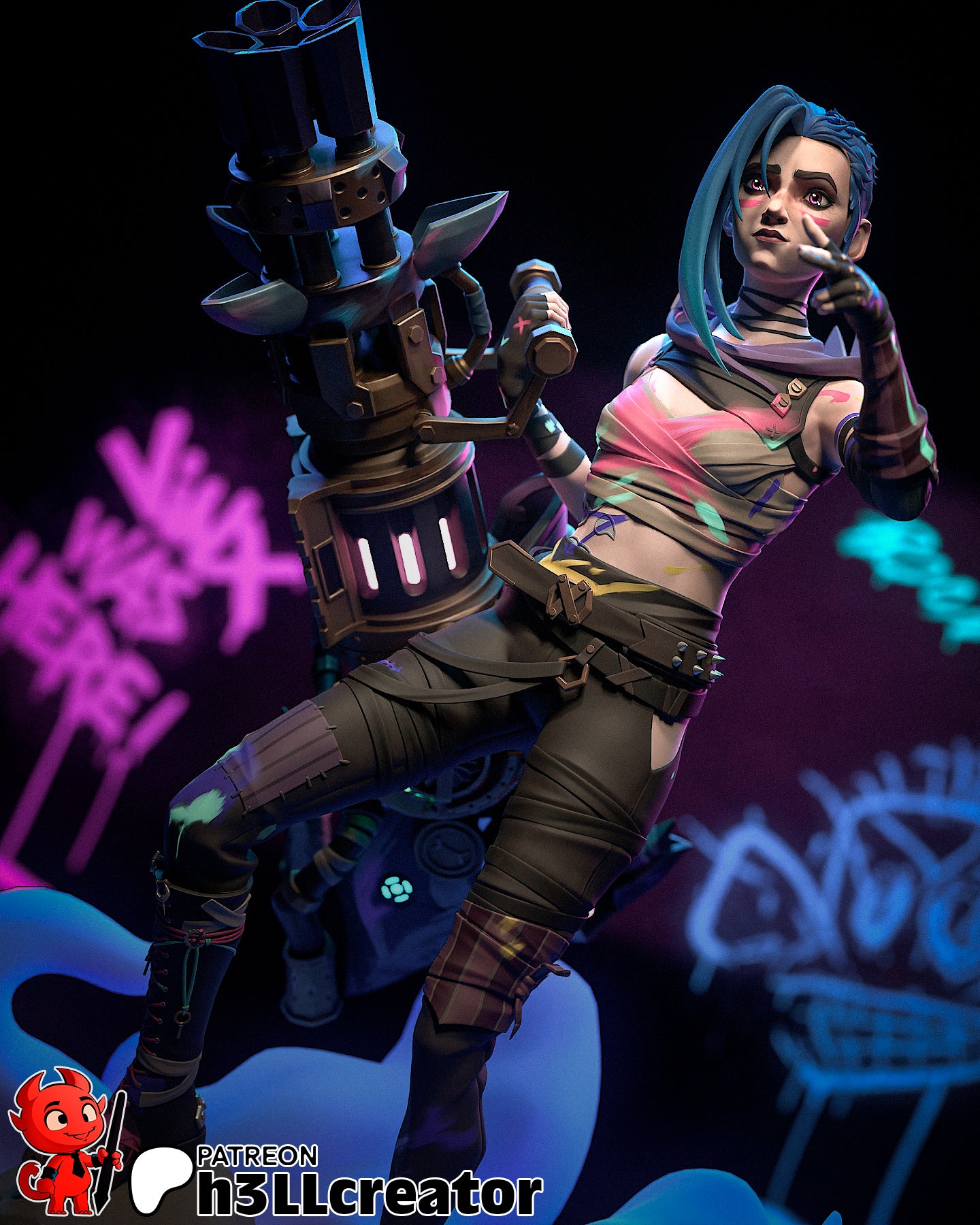 Jinx | 3D Printed Resin Model | Unpainted or Hand-Painted