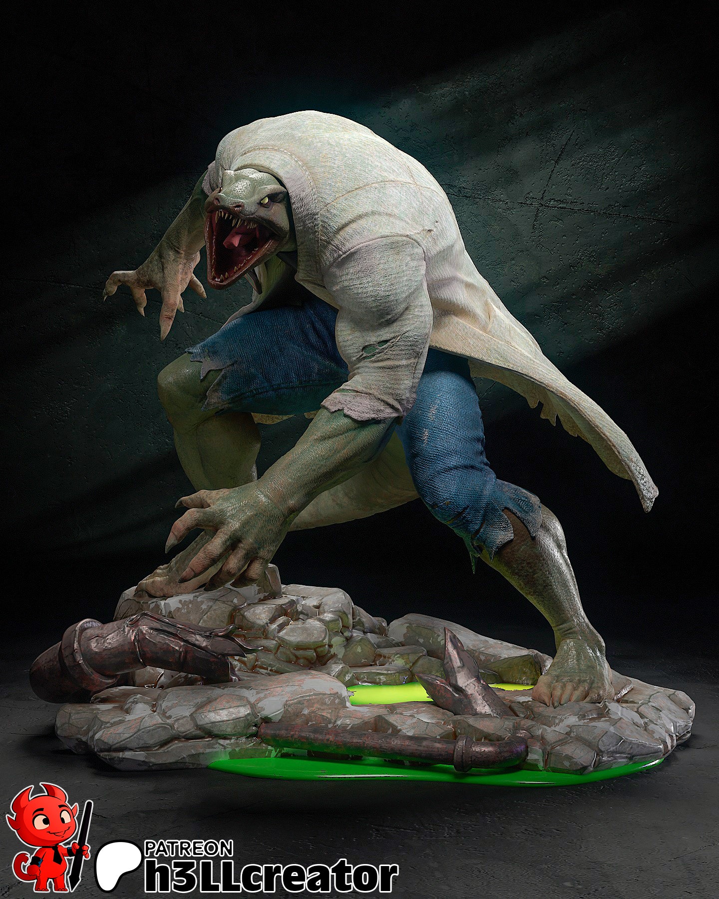 Lizard - Dr. Curtis Curt Connors | 3D Printed Resin Model | Unpainted or Hand-Painted