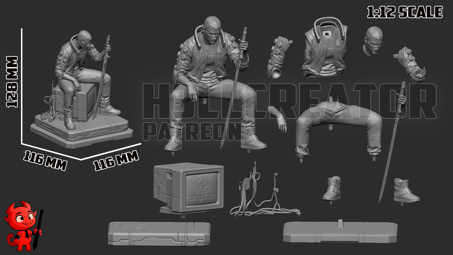 V - Cyberpunk - Male Variation | 3D Printed Resin Model | Unpainted or Hand-Painted