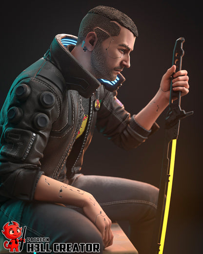 V - Cyberpunk - Male Variation | 3D Printed Resin Model | Unpainted or Hand-Painted