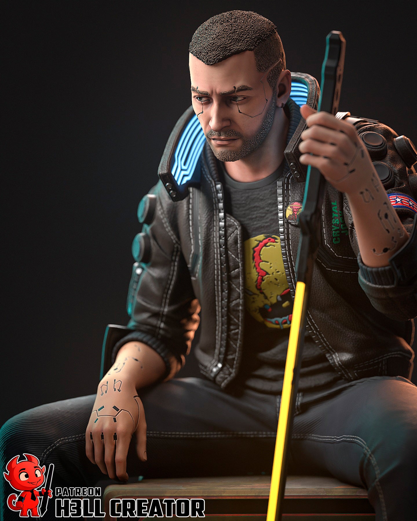 V - Cyberpunk - Male Variation | 3D Printed Resin Model | Unpainted or Hand-Painted