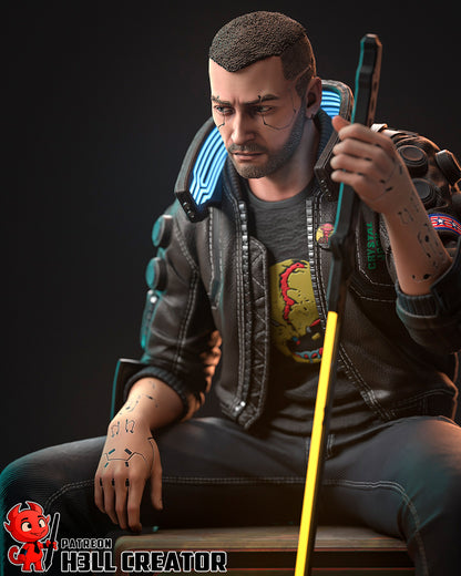 V - Cyberpunk - Male Variation | 3D Printed Resin Model | Unpainted or Hand-Painted