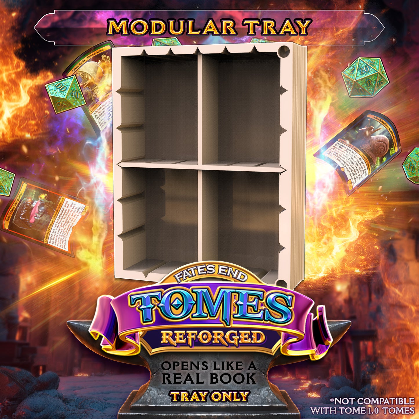 Reforged Openable Tome Storage & Dice Tower - Perfect for Card Games / Dungeons and Dragons etc