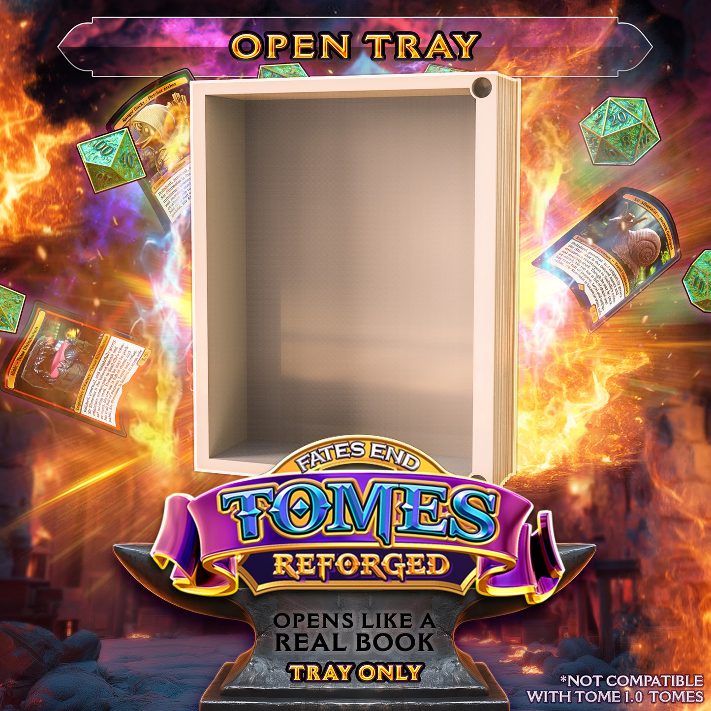 Reforged Openable Tome Storage & Dice Tower - Perfect for Card Games / Dungeons and Dragons etc