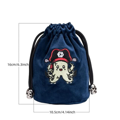 Plunderpus | Flannel Drawstring Dice Bag | Blue
