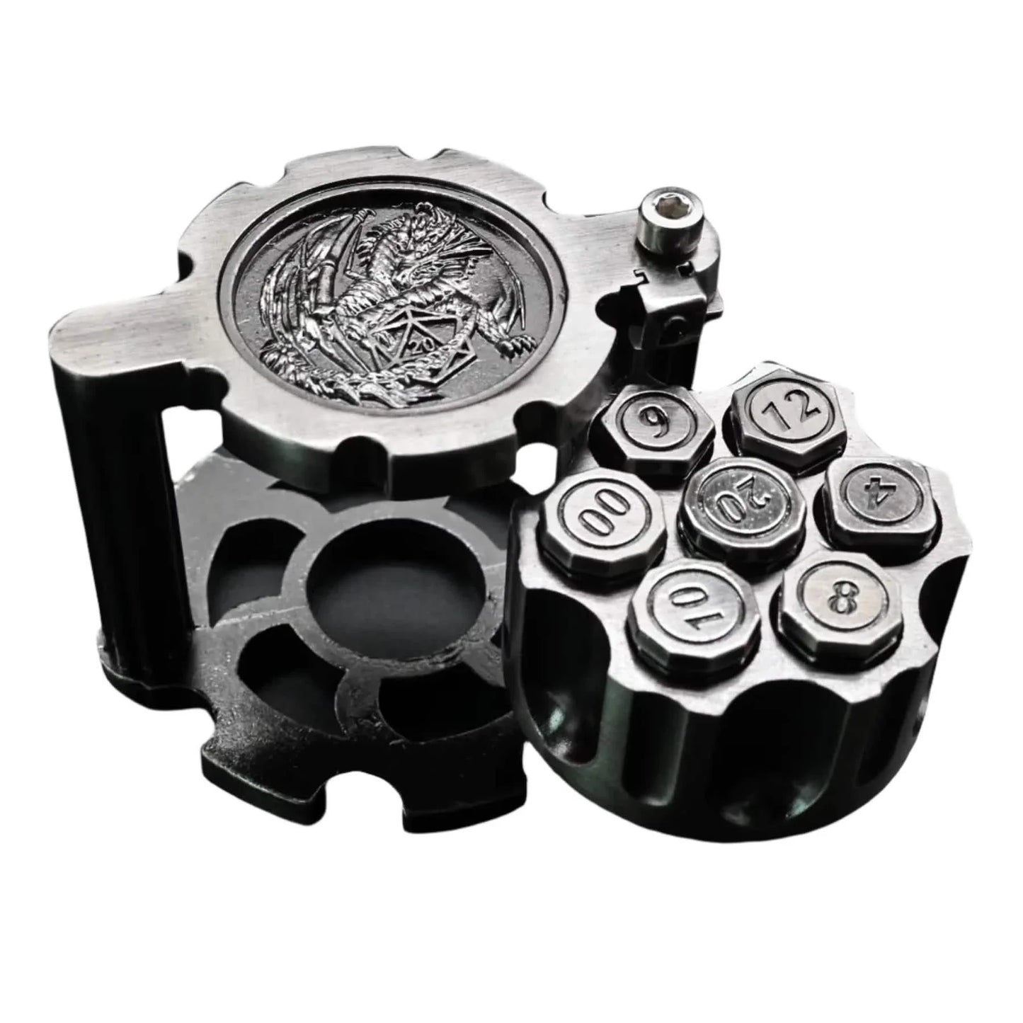 Hexchamber | Bullet Dice Set | Solid Metal | Ancient Silver