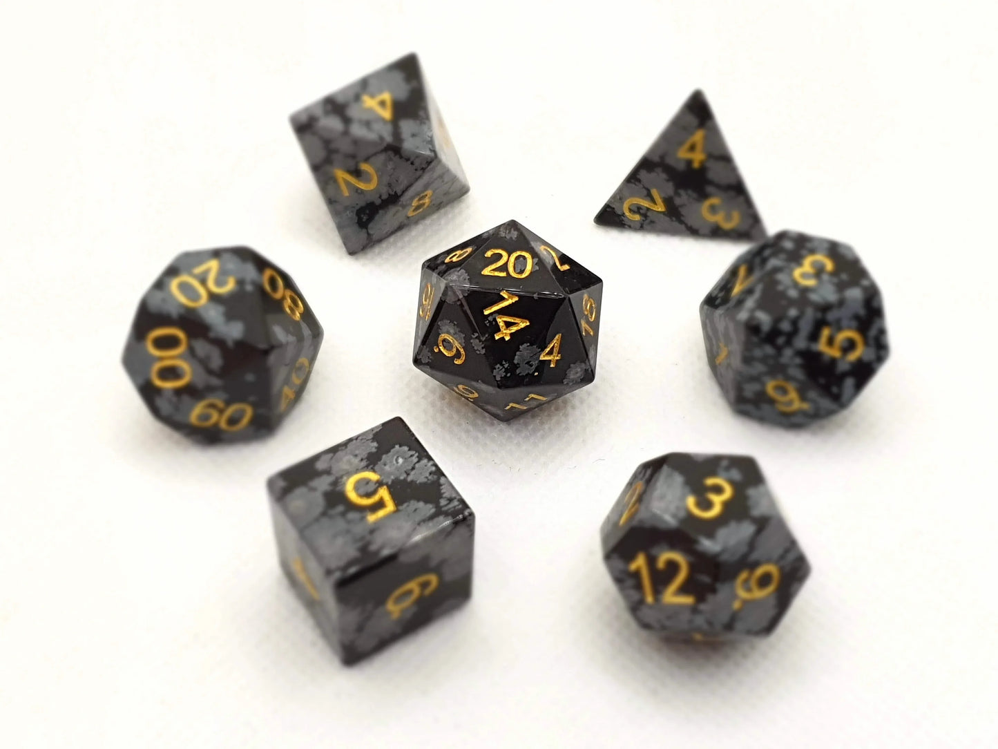 Snowflake Obsidian | Gemstone Dice | 7 Piece Set