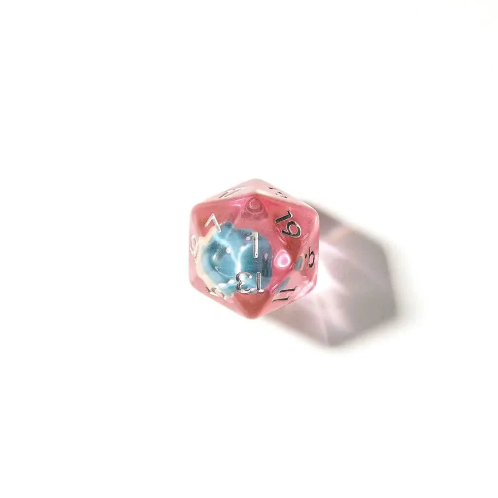Blue Mushies | Soft Edge Dice | Resin | 7 Piece Set