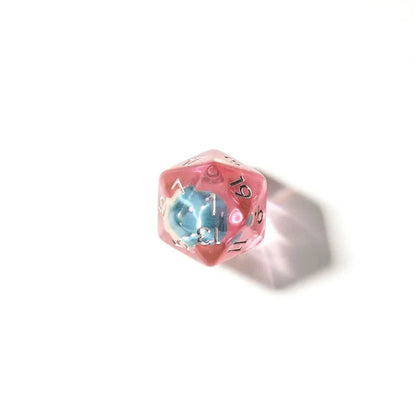 Blue Mushies | Soft Edge Dice | Resin | 7 Piece Set