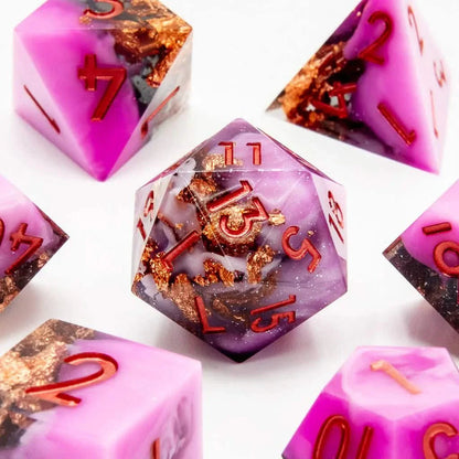 Copper Haze | Sharp Edge Dice | Resin | 7 Piece Set