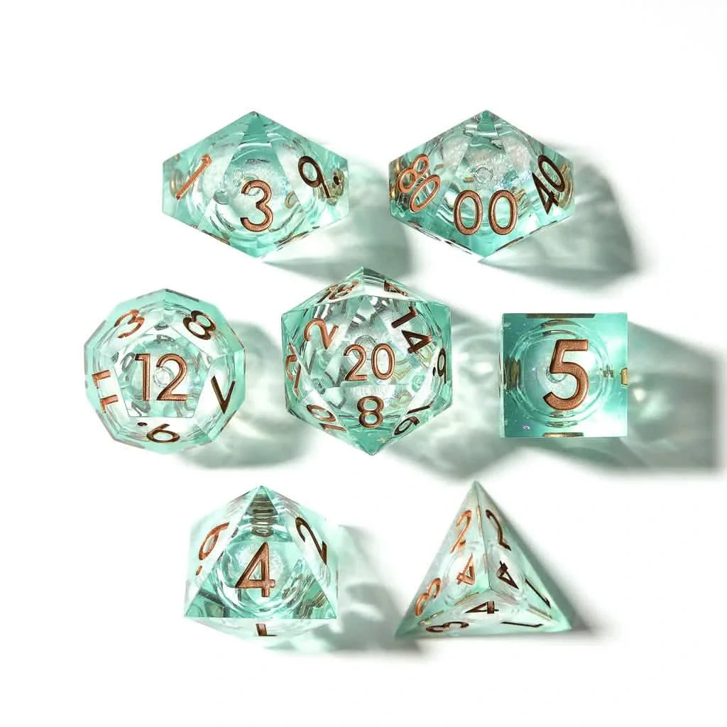 Forest Fae | Liquid Core Dice | Resin | 7 Piece Set