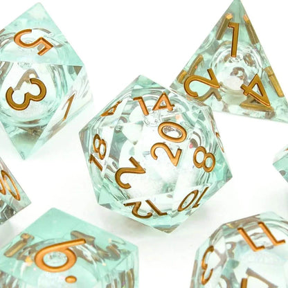 Forest Fae | Liquid Core Dice | Resin | 7 Piece Set
